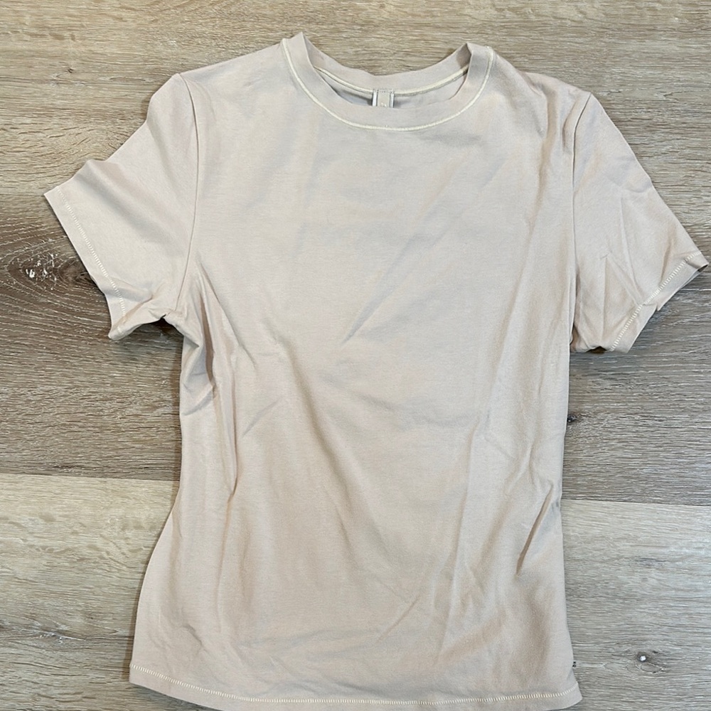 Skims Beige Crew Neck T-Shirt